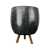 Bitki Tasarımı Siyah Granit Toprak Saksı Saksılık Salon Çiçeklik 3 Ayaklı - 19 CM - 3