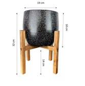 Bitki Tasarımı Siyah Granit Toprak Saksı Saksılık Salon Çiçeklik 4 Ayaklı - 19 CM thumbnail 2