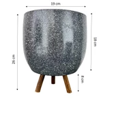 Bitki Tasarımı  Gri Granit Toprak Saksı Saksılık Salon Çiçeklik 3 Ayaklı - 19 CM - 2