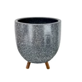 Bitki Tasarımı  Gri Granit Toprak Saksı Saksılık Salon Çiçeklik 3 Ayaklı - 19 CM - 3