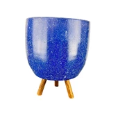 Bitki Tasarımı  Lacivert Granit Toprak Saksı Saksılık Salon Çiçeklik 3 Ayaklı - 19 CM thumbnail 1