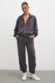 Fermuarlı Sweatshirt Füme - 4