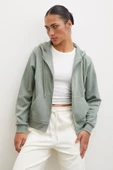 Fermuarlı Kapüşonlu Sweatshirt Yeşil - 1