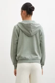 Fermuarlı Kapüşonlu Sweatshirt Yeşil - 6