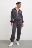 Fermuarlı Sweatshirt Füme - 5