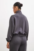 Fermuarlı Sweatshirt Füme - 2