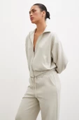 Fermuarlı Sweatshirt Taş - 3