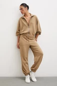 Fermuarlı Sweatshirt Camel - 6