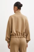 Fermuarlı Sweatshirt Camel - 3