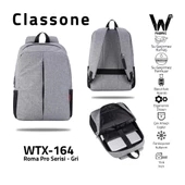 Classone WTX164 15.6¨ Wtx Pro Seu Geçirmez Kumaş Notebook,Laptop Sırt Çantas-Gri - 1
