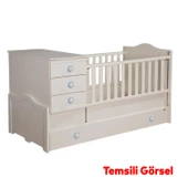 Plastik Papatya Gülücüklü Mavi Renk Mobilya Çoçuk Odası Dolabı Kapak Kulpu Çekmece Kulbu 5 ADET thumbnail 7