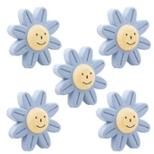 Plastik Papatya Gülücüklü Mavi Renk Mobilya Çoçuk Odası Dolabı Kapak Kulpu Çekmece Kulbu 5 ADET thumbnail 6