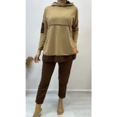 Lucky Life Kadın Kahve Kapşonlu Etek Ucu Detay Arma Ikili Takım - 4