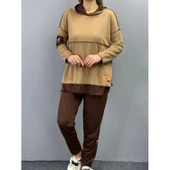 Lucky Life Kadın Kahve Kapşonlu Etek Ucu Detay Arma Ikili Takım - 8