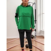 Lucky Life Kadın Yeşil Kapşonlu Etek Ucu Detay Arma Ikili Takım thumbnail 10