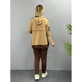 Lucky Life Kadın Kahve Kapşonlu Etek Ucu Detay Arma Ikili Takım - 9