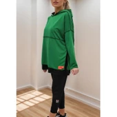 Lucky Life Kadın Yeşil Kapşonlu Etek Ucu Detay Arma Ikili Takım thumbnail 9