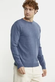 Basic Sıfır Yaka Triko Kazak - Indigo - 4