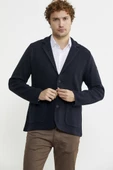 Üç Düğmeli Yünlü Triko Ceket - Koyu Lacivert thumbnail 2
