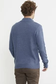 Yarım Fermuarlı Dik Yaka Triko Kazak - Indigo thumbnail 6