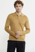 Polo Yaka Fitilli Triko Kazak - Kamel - 1