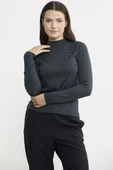 Omuz Aksesuarlı Triko Kazak - Antrasit thumbnail 4