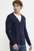 Kruvaze Düğmeli Yünlü Triko Ceket - Lacivert - 4