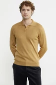 Polo Yaka Fitilli Triko Kazak - Kamel - 3