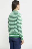 Çift Renk Kazayağı Desenli Triko Kazak - Yeşil thumbnail 5