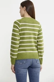 Yaka Düğmeli Çizgili Yünlü Triko Kazak - Yeşil thumbnail 5