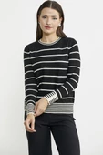 Sıfır Yaka Çizgili Triko Kazak - Siyah thumbnail 4