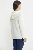 Kapüşonlu Tam Fermuarlı Yünlü Triko Hırka - Kemik thumbnail 6