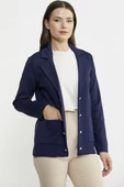Şal Yaka Düğmeli Triko Ceket - Lacivert thumbnail 5