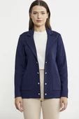 Şal Yaka Düğmeli Triko Ceket - Lacivert thumbnail 1