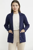 Şal Yaka Düğmeli Triko Ceket - Lacivert thumbnail 3