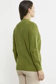 Kuruvaze Kuşaklı Yün Triko Hırka - Yeşil thumbnail 5