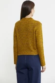 Kırçıllı Yaka Detaylı Yünlü Triko Hırka - Hardal - 6