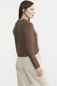 Kırçıllı Yaka Detaylı Yünlü Triko Hırka - Kahve thumbnail 5