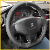 Peugeot 301 Araca Özel Dikmeli Direksiyon Kılıfı (Karbon Gri Yüzüklü Noktalı) - 4
