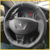 Peugeot 301 Araca Özel Dikmeli Direksiyon Kılıfı (Karbon Gri Yüzüklü Noktalı) - 2