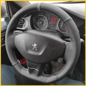 Peugeot 301 Araca Özel Dikmeli Direksiyon Kılıfı (Karbon Gri Yüzüklü Noktalı) - 3