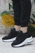 Fort Guja 24K304 Siyah Taş Detaylı Kalın Taban Sneaker Kadın Ayakkabı - 3