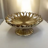 9 Parça Aynalı Konsol Seti Salon Takımı Aksesuar Gold Renk - 5
