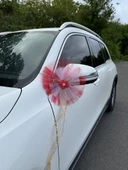 20 Adet Kırmızı Beyaz Kristal Tül Kırmızı Latex Gül Doğal Rafya Detaylı Düğün Nikah Kına Sünnet Konvoy Süsü - 4