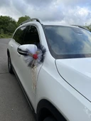 20 Adet Siyah Beyaz Kristal Tül Kırmızı Latex Gül Doğal Rafya Detaylı Düğün Nikah Kına Sünnet Konvoy Süsü - 5