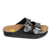 Poliva 2025 Siyah Çift Toka Kadın Düz Terlik - 1