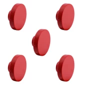 Plastik Yuvarlak 5 ADET Düz Kırmızı Renk Oda Mobilya Mutfak Dolabı Kapak Kulpu Çekmece Kulbu thumbnail 6