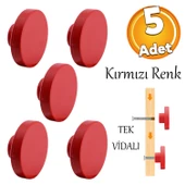Plastik Yuvarlak 5 ADET Düz Kırmızı Renk Oda Mobilya Mutfak Dolabı Kapak Kulpu Çekmece Kulbu thumbnail 1