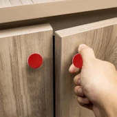 Plastik Yuvarlak 5 ADET Düz Kırmızı Renk Oda Mobilya Mutfak Dolabı Kapak Kulpu Çekmece Kulbu thumbnail 7