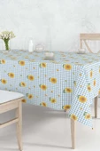 Rivaİstanbul Ayçiçeği Pötikare Mavi Desenli Masa Örtüsü, Sofra Bezi, Piknik Örtüsü - 3